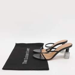 Pre Owned موديلات لويفي جلد أسود شبشب مقاس 40