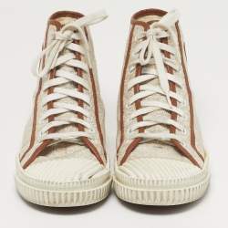 مملوكة مسبقًا Loewe Anagram Size 38 Beige/Brown Canvas and Leather High Top Sneakers