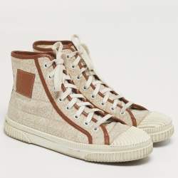 مملوكة مسبقًا Loewe Anagram Size 38 Beige/Brown Canvas and Leather High Top Sneakers