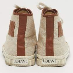 مملوكة مسبقًا Loewe Anagram Size 38 Beige/Brown Canvas and Leather High Top Sneakers
