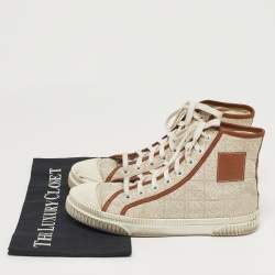 مملوكة مسبقًا Loewe Anagram Size 38 Beige/Brown Canvas and Leather High Top Sneakers
