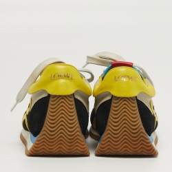 Pre Owned Loewe Flow Runner Size 37 Multicolor Leather and Suede Low Top Sneakers