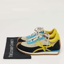 Pre Owned Loewe Flow Runner Size 37 Multicolor Leather and Suede Low Top Sneakers