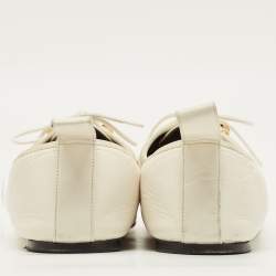 مملوكة مسبقًا Loewe Anagram Size 40 White Leather Lace Up Derby Shoes