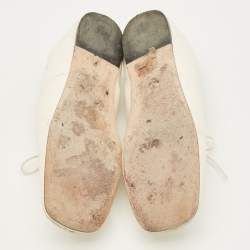 مملوكة مسبقًا Loewe Anagram Size 40 White Leather Lace Up Derby Shoes