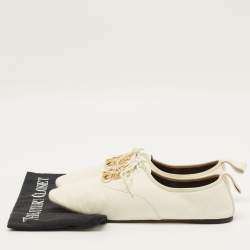 مملوكة مسبقًا Loewe Anagram Size 40 White Leather Lace Up Derby Shoes