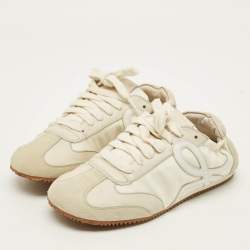 مملوكة مسبقًا Loewe Size 36 Grey/Cream  Fabric and Suede Lace Up Sneakers