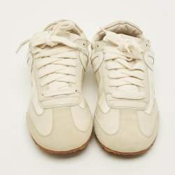 مملوكة مسبقًا Loewe Size 36 Grey/Cream  Fabric and Suede Lace Up Sneakers