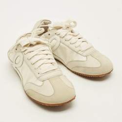 مملوكة مسبقًا Loewe Size 36 Grey/Cream  Fabric and Suede Lace Up Sneakers