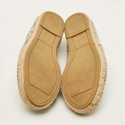 Pre Owned Loewe Size 37 Beige/Brown Python Leather Espadrille Flats