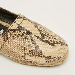 Pre Owned Loewe Size 37 Beige/Brown Python Leather Espadrille Flats