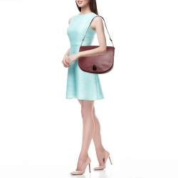 Pre Owned Longchamp Burgundy Leather Cavalcade Saddle Bag