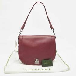 Pre Owned Longchamp Burgundy Leather Cavalcade Saddle Bag
