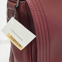 Pre Owned Longchamp Burgundy Leather Cavalcade Saddle Bag