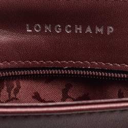 Pre Owned Longchamp Burgundy Leather Cavalcade Saddle Bag