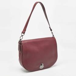 Pre Owned Longchamp Burgundy Leather Cavalcade Saddle Bag
