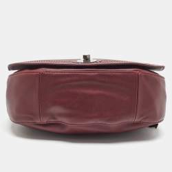 Pre Owned Longchamp Burgundy Leather Cavalcade Saddle Bag