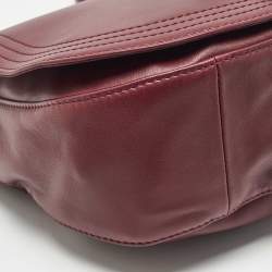 Pre Owned Longchamp Burgundy Leather Cavalcade Saddle Bag