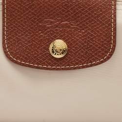 Longchamp Beige Leather and Nylon Le Pliage Pouch