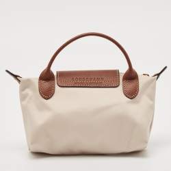 Longchamp Beige Leather and Nylon Le Pliage Pouch