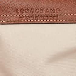 Longchamp Beige Leather and Nylon Le Pliage Pouch