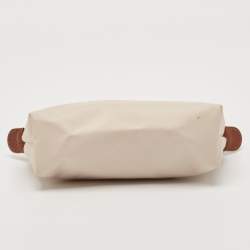 Longchamp Beige Leather and Nylon Le Pliage Pouch