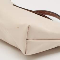 Longchamp Beige Leather and Nylon Le Pliage Pouch