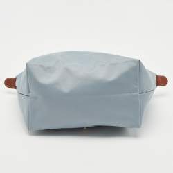 Longchamp Light Blue/Brown Nylon Small Short Le Pliage Tote