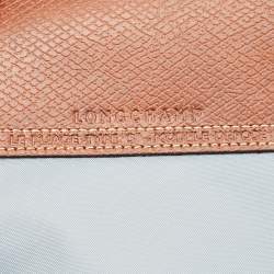Longchamp Light Blue/Brown Nylon Small Short Le Pliage Tote