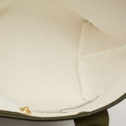 Longchamp Beige/Green Straw and Leather Small Le Panier Pliage Basket Bag