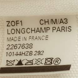 Longchamp Beige/Green Straw and Leather Small Le Panier Pliage Basket Bag