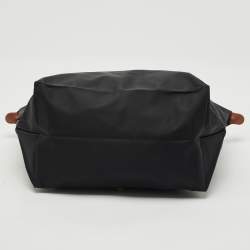 Longchamp Black/Brown Nylon Large Le Pliage Tote