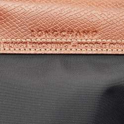Longchamp Black/Brown Nylon Large Le Pliage Tote