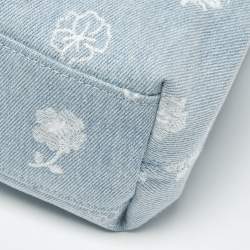 Pre Owned Longchamp Blue Denim Mini Le Roseau Bucket Bag