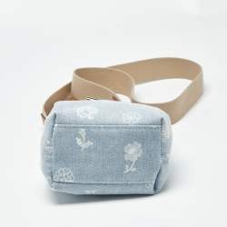 Pre Owned Longchamp Blue Denim Mini Le Roseau Bucket Bag