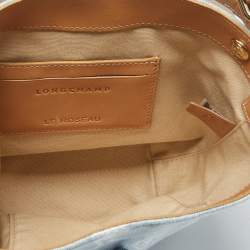 Pre Owned Longchamp Blue Denim Mini Le Roseau Bucket Bag