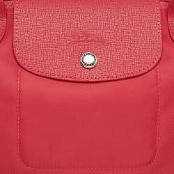 Pre Owned Longchamp Red Nylon Medium Le Pliage Tote