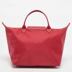 Pre Owned Longchamp Red Nylon Medium Le Pliage Tote