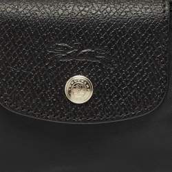 Pre Owned Longchamp Black Leather and Nylon Le Pliage Pouch