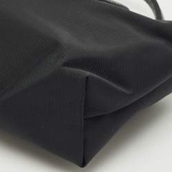 Pre Owned Longchamp Black Leather and Nylon Le Pliage Pouch