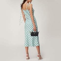 Pre Owned Longchamp Black Leather and Nylon Le Pliage Pouch