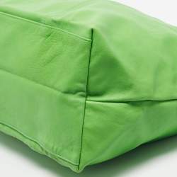 Pre Owned Longchamp Light Green Leather Large Le Pliage Tote