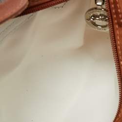 Pre Owned Longchamp Brown Leather and Nylon Le Pliage Pouch