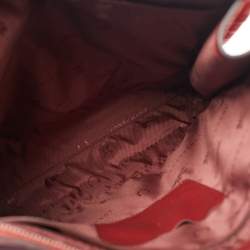 Pre Owned Longchamp Red Monogram Embossed Leather La Voyageuse Vertical Tote