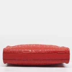 Pre Owned Longchamp Red Monogram Embossed Leather La Voyageuse Vertical Tote