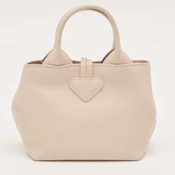 Pre Owned Longchamp Light Pink Leather XS Le Roseau Tote