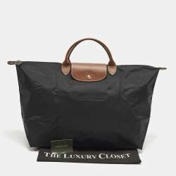 Pre Owned Longchamp Le Pliage Travel Black Nylon Tote