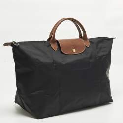 Pre Owned Longchamp Le Pliage Travel Black Nylon Tote