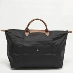 Pre Owned Longchamp Le Pliage Travel Black Nylon Tote