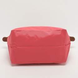Pre Owned Longchamp Short Le Pliage Small Pink Nylon and Leather Tote